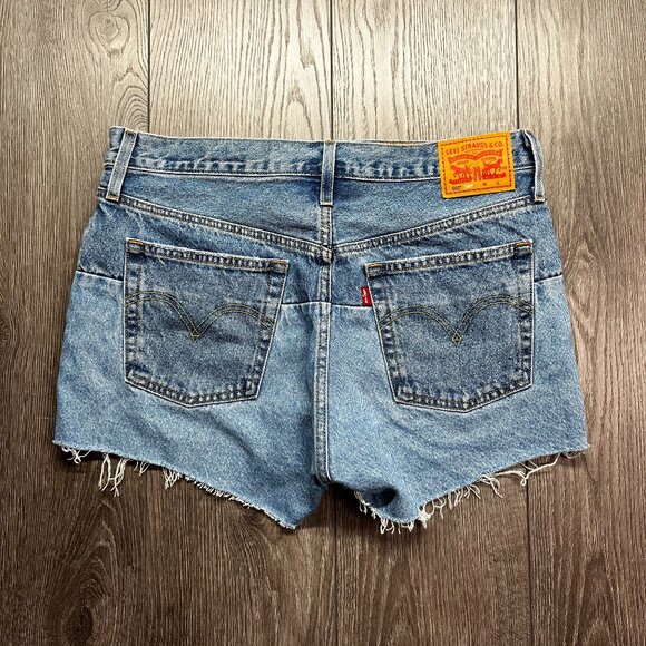 Levis 501 Denim Jean Shorts Cut and‎ Sew 32 " High Waisted - Picture 1 of 10